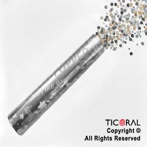 LANZAPAPELITOS 40 CM METALIZADO CIRCULOS PLATA